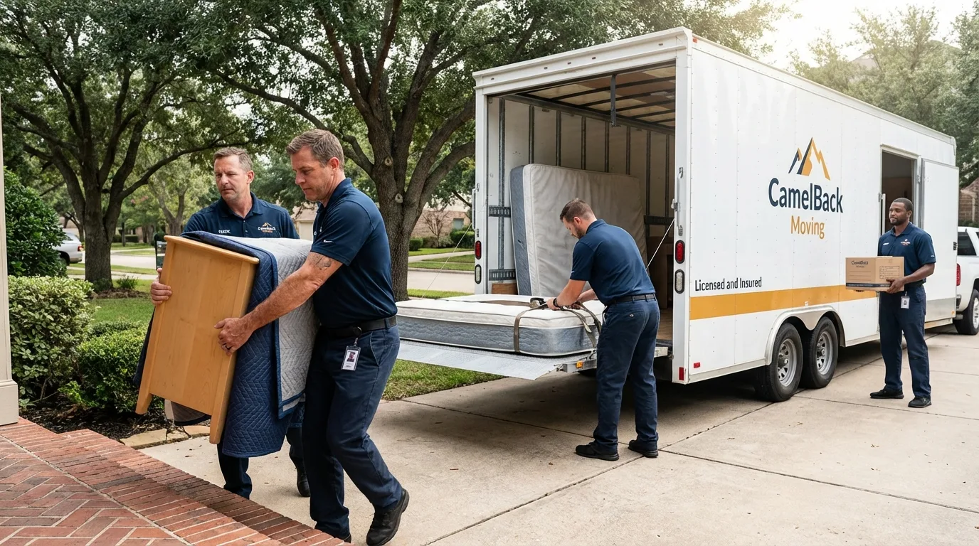 Crew loading residential truck for cross-state move from New Berlinville, PA