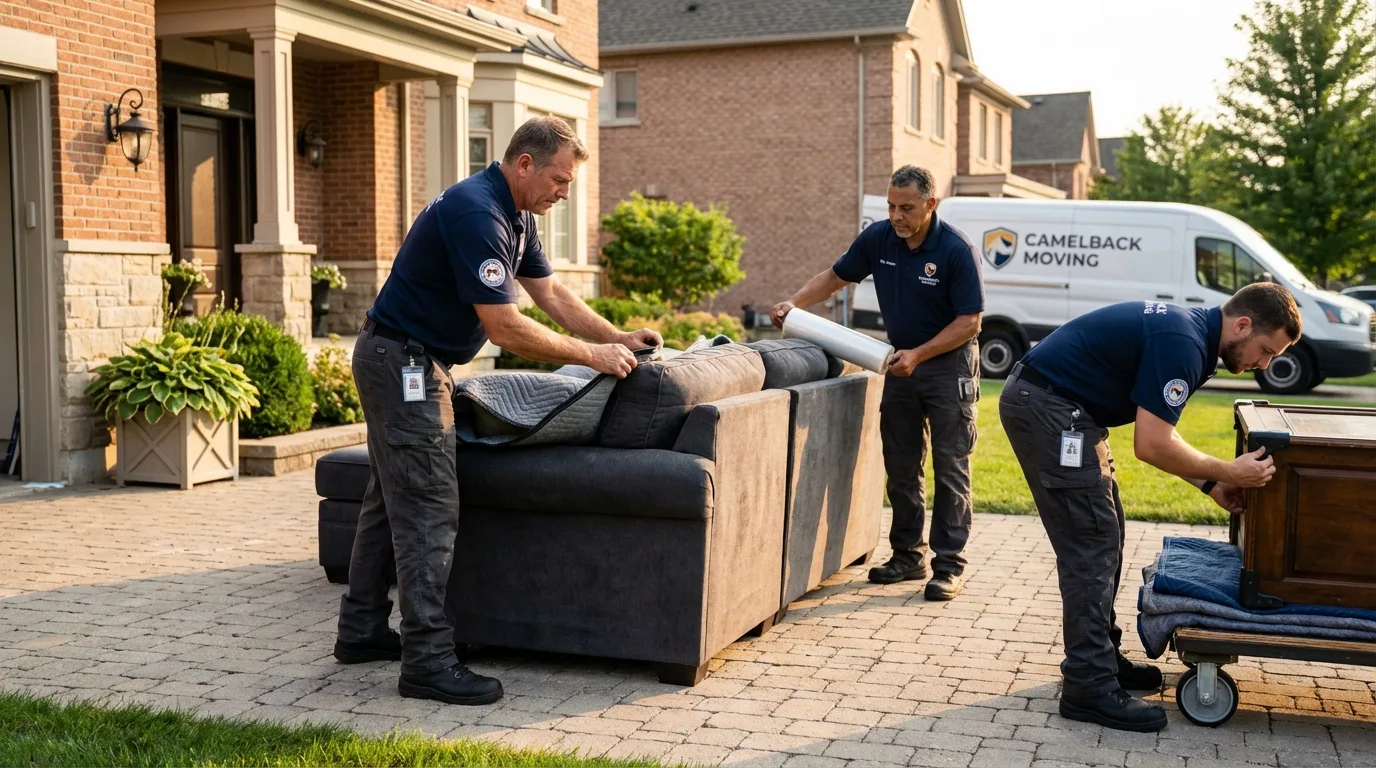Large estate moving crew wrapping furniture in New Berlinville, PA