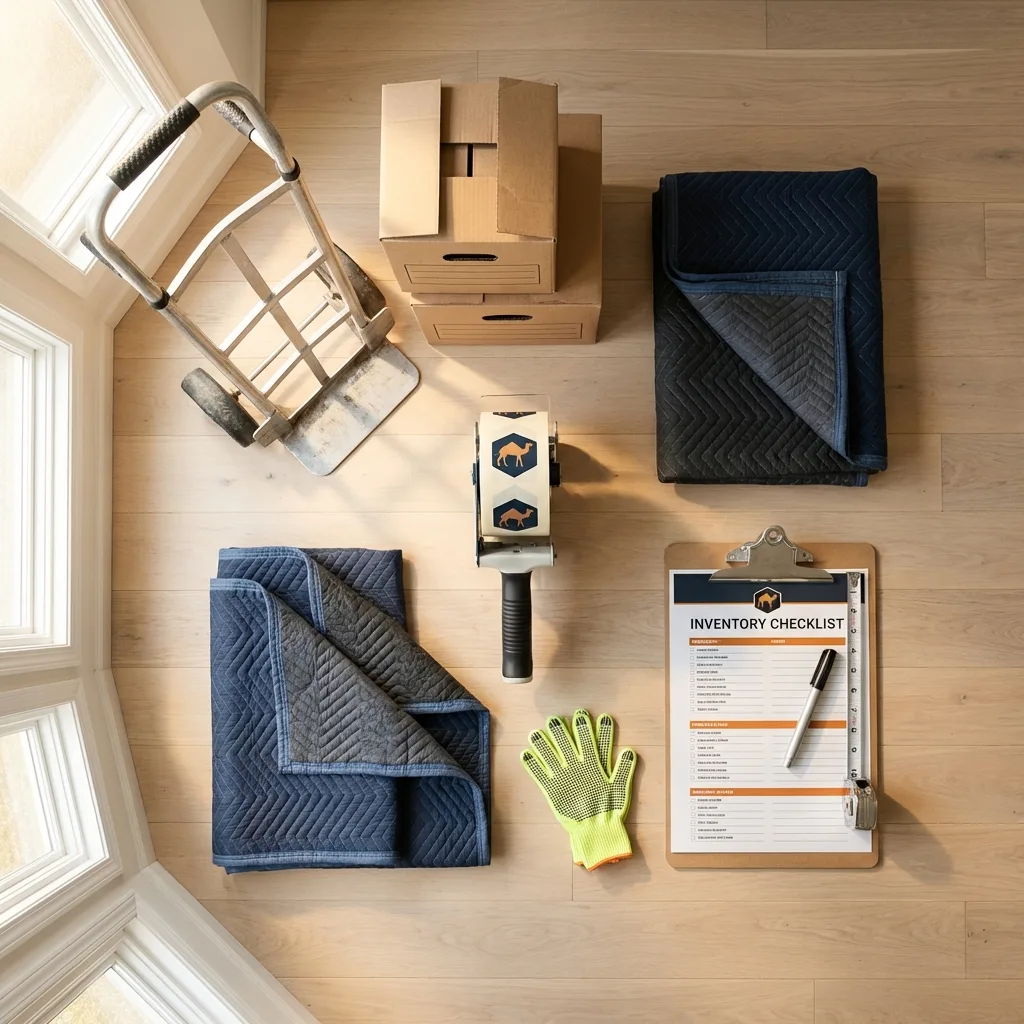 Professional moving supplies and packing materials layout for New Berlinville residential relocations